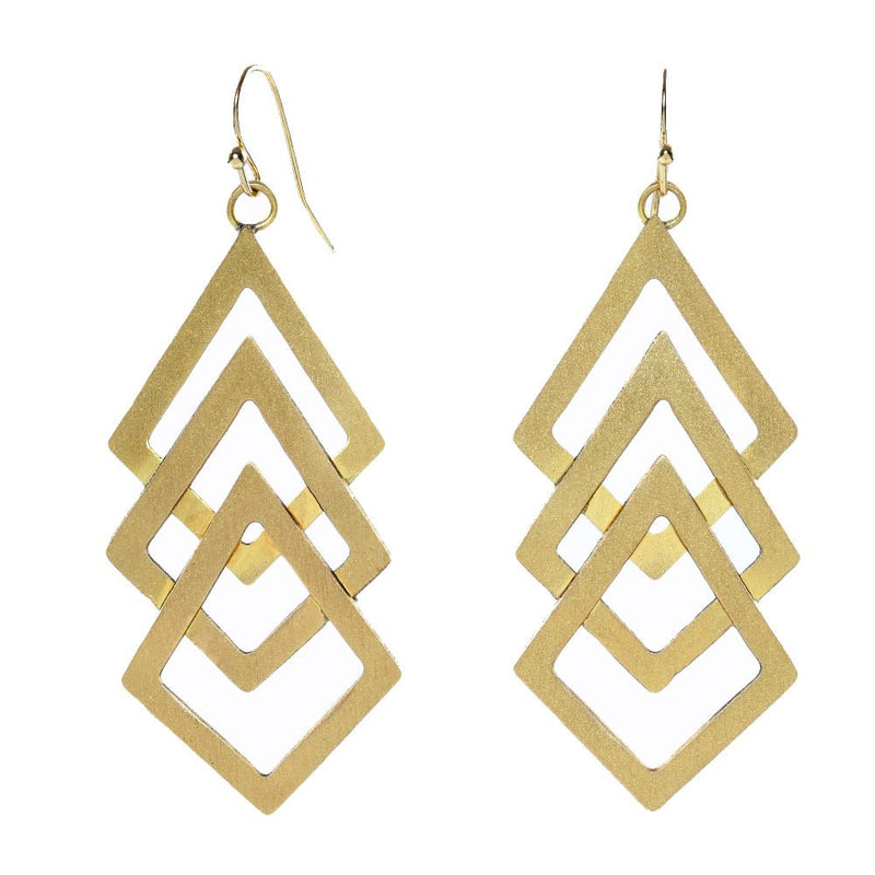 Buy Handcrafted Brass Rhombus Design Earrings | Shop Verified Sustainable Womens earrings on Brown Living™