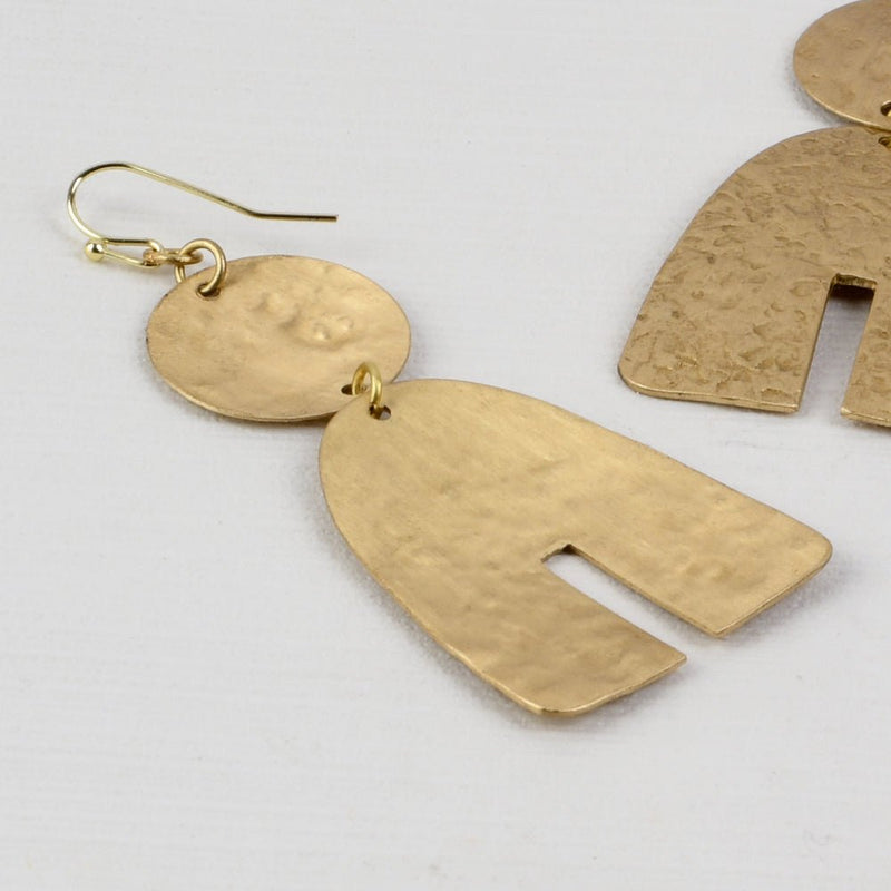 Buy Handcrafted Brass Textured Earrings | Shop Verified Sustainable Womens earrings on Brown Living™