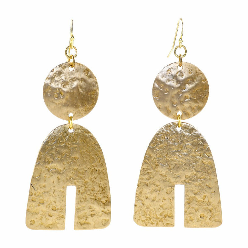 Buy Handcrafted Brass Textured Earrings | Shop Verified Sustainable Womens earrings on Brown Living™