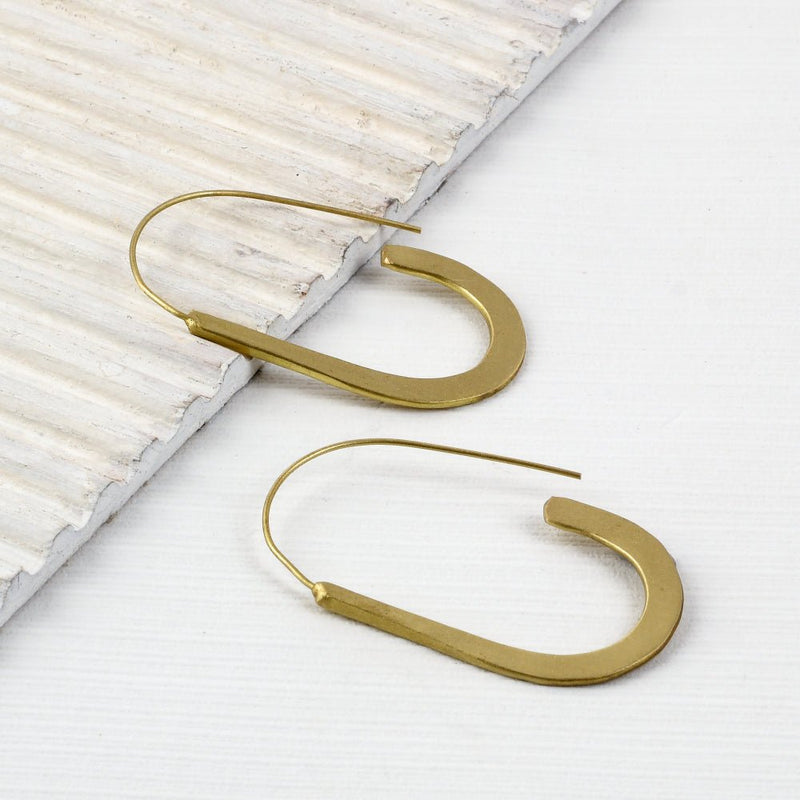 Buy Handcrafted Brass U Shape Earrings | Shop Verified Sustainable Womens earrings on Brown Living™