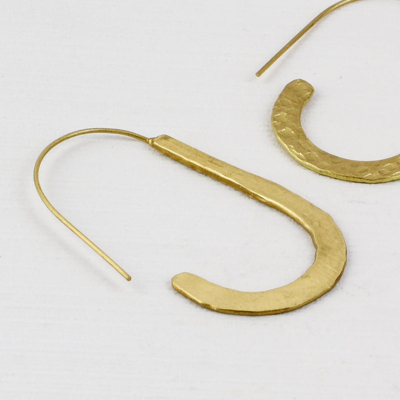 Buy Handcrafted Brass U Shape Hammered Earrings | Shop Verified Sustainable Womens earrings on Brown Living™