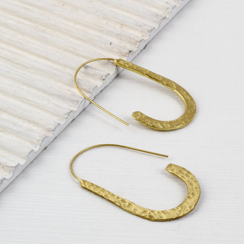 Buy Handcrafted Brass U Shape Hammered Earrings | Shop Verified Sustainable Womens earrings on Brown Living™