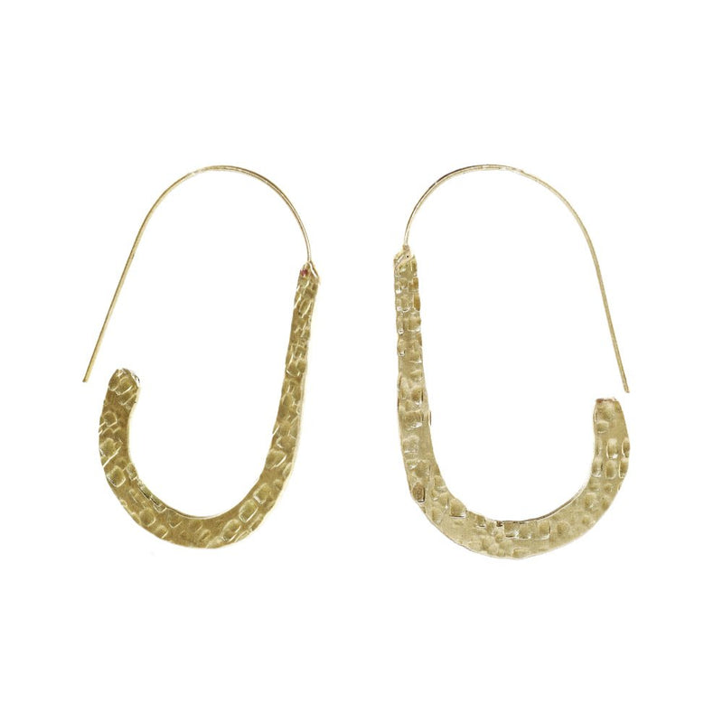 Buy Handcrafted Brass U Shape Hammered Earrings | Shop Verified Sustainable Womens earrings on Brown Living™