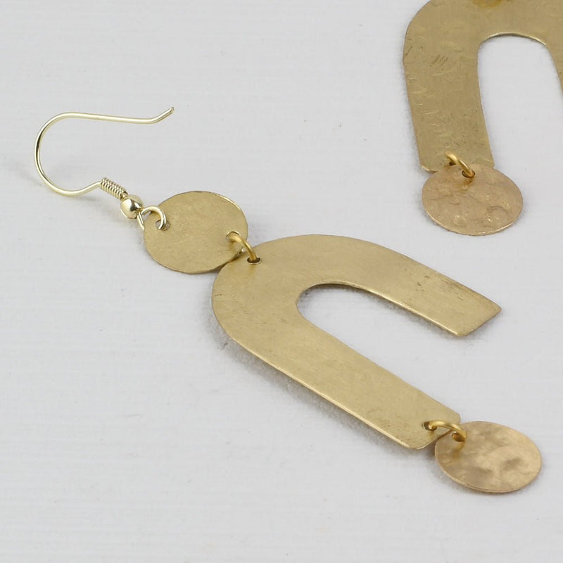 Buy Handcrafted Brass U Shaped Textured Earrings | Shop Verified Sustainable Womens earrings on Brown Living™