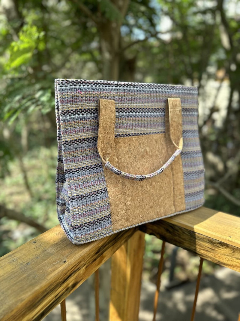 Buy Handcrafted Lilac Box Bag |Cork Fabric Bag | Shop Verified Sustainable Womens Handbag on Brown Living™