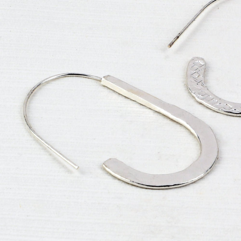 Buy Handcrafted Silver Colour Hammered Earrings | Shop Verified Sustainable Womens earrings on Brown Living™