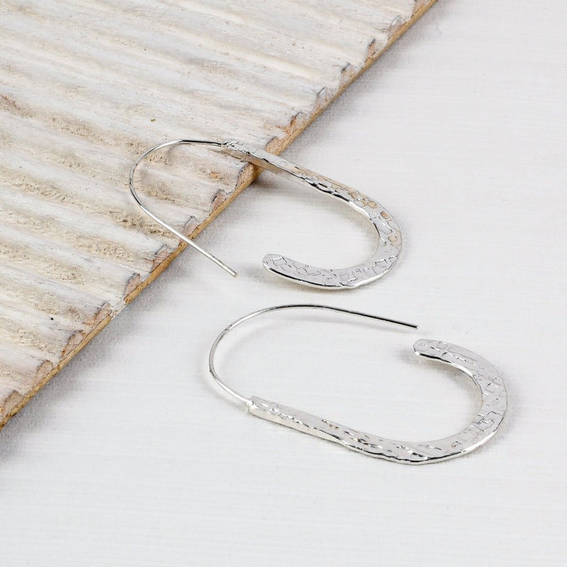 Buy Handcrafted Silver Colour Hammered Earrings | Shop Verified Sustainable Womens earrings on Brown Living™