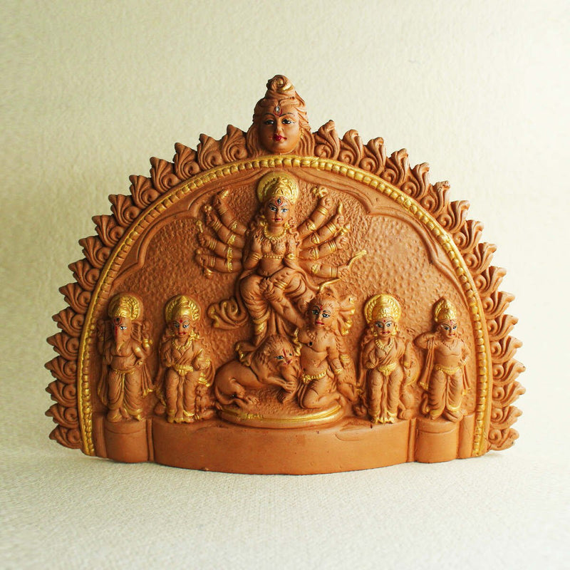 Buy Handcrafted Terracotta Family Durga Idol | Shop Verified Sustainable Products on Brown Living