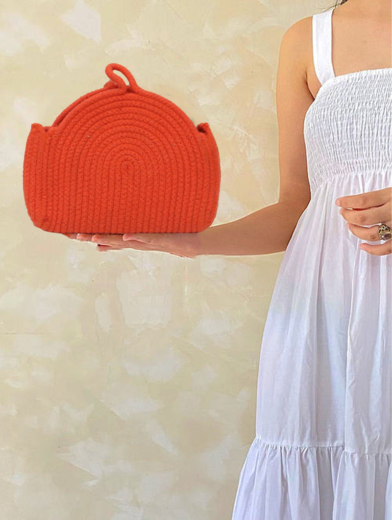 Handmade Orange Sling Bag | Verified Sustainable Bags on Brown Living™