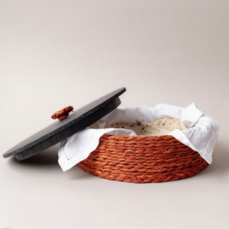 Handmade Sabai Grass Roti Box - Orange | Verified Sustainable Baskets & Boxes on Brown Living™