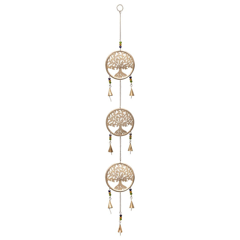 Buy Handmade Three Step Brass Bell with Tree of Life Design | Shop Verified Sustainable Wall Decor on Brown Living™