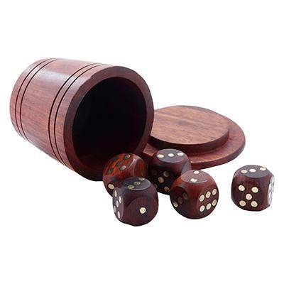 Buy Artisan Handmade 5 Wooden Dice with Storage Set | Shop Verified Sustainable Learning & Educational Toys on Brown Living™