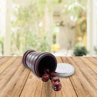 Buy Handcrafted Set of 5 Wooden Gaming Dice with Storage Cup and Brass LID | Shop Verified Sustainable Learning & Educational Toys on Brown Living™