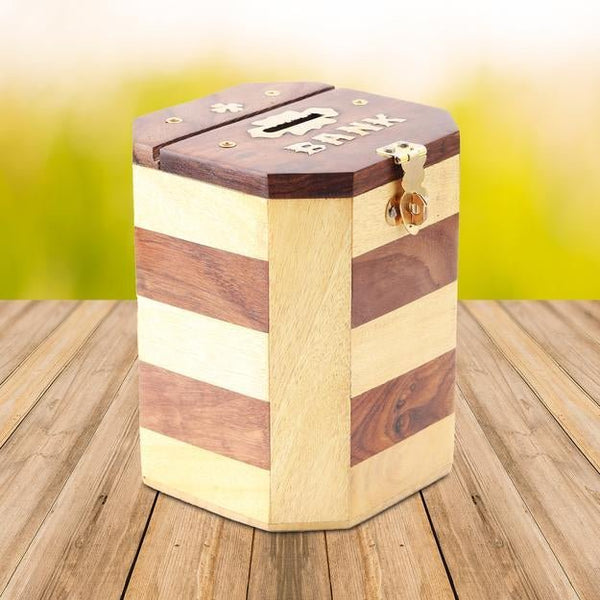 Handmade Wooden Piggy Bank for Kids | Vintage Design | Verified Sustainable Piggy Banks & Money Jars on Brown Living™