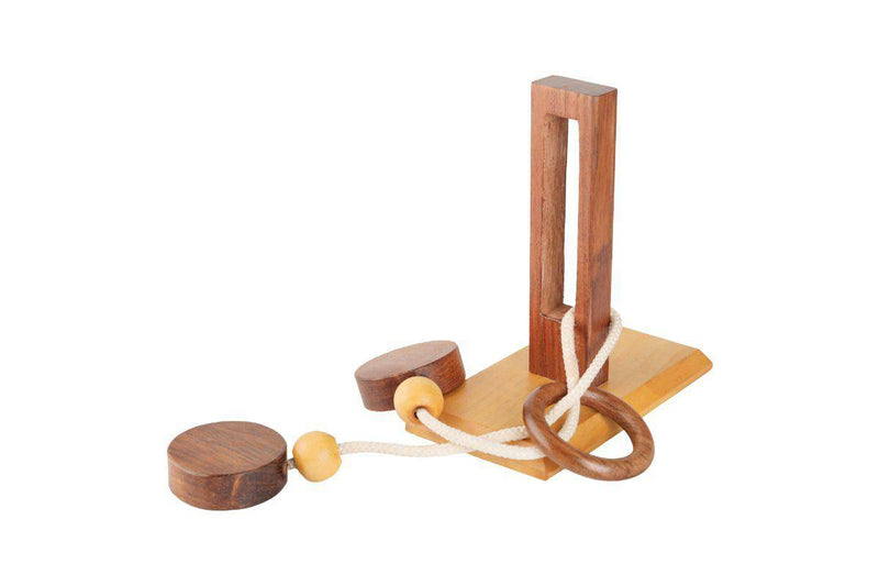 Buy Handmade Wooden Rope and Ring Organic 3D Brain Teaser Puzzle | Shop Verified Sustainable Learning & Educational Toys on Brown Living™