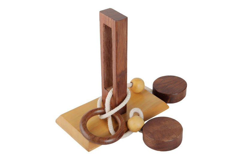 Buy Handmade Wooden Rope and Ring Organic 3D Brain Teaser Puzzle | Shop Verified Sustainable Learning & Educational Toys on Brown Living™