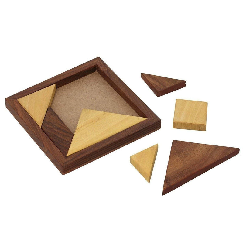 Buy Handmade Wooden Tangram Puzzle | 7-Piece Jigsaw Puzzle | Shop Verified Sustainable Learning & Educational Toys on Brown Living™