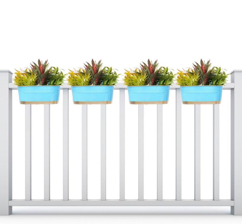 Buy Hanging Pots For Plants Balcony Railing (Blue - Pack4) | Shop Verified Sustainable Pots & Planters on Brown Living™