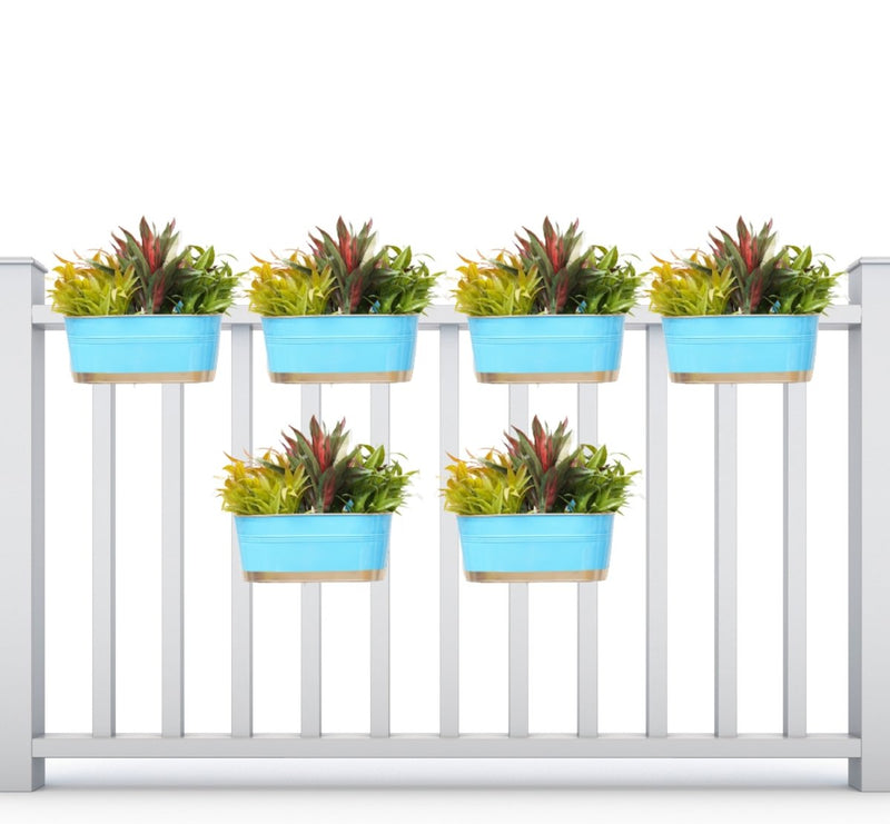 Buy Hanging Pots For Plants Balcony Railing (Blue - Pack6) | Shop Verified Sustainable Pots & Planters on Brown Living™