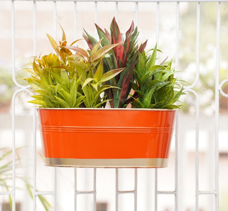 Buy Hanging Pots For Plants Balcony Railing (Orange - Pack4) | Shop Verified Sustainable Pots & Planters on Brown Living™