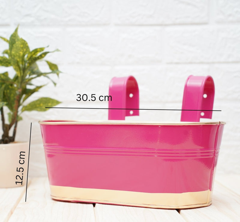 Buy Hanging Pots For Plants Balcony Railing (Pink - Pack4) | Shop Verified Sustainable Pots & Planters on Brown Living™