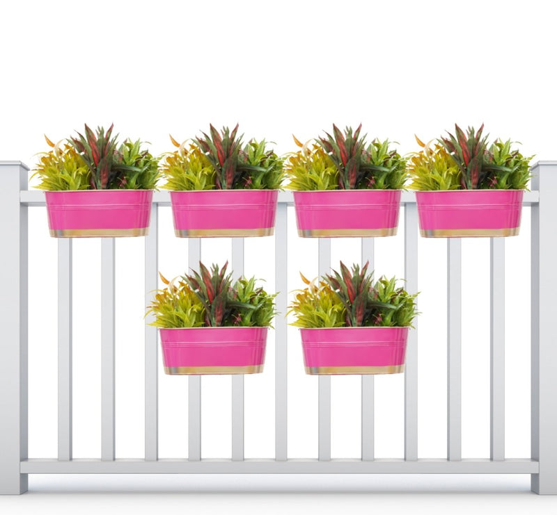 Buy Hanging Pots For Plants Balcony Railing (Pink - Pack6) | Shop Verified Sustainable Pots & Planters on Brown Living™