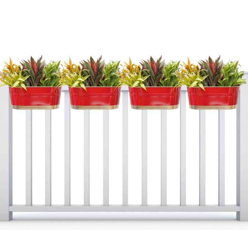 Buy Hanging Pots For Plants Balcony Railing (Red - Pack4) | Shop Verified Sustainable Pots & Planters on Brown Living™