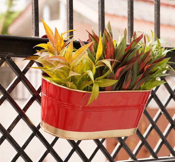 Buy Hanging Pots For Plants Balcony Railing (Red - Pack6) | Shop Verified Sustainable Pots & Planters on Brown Living™