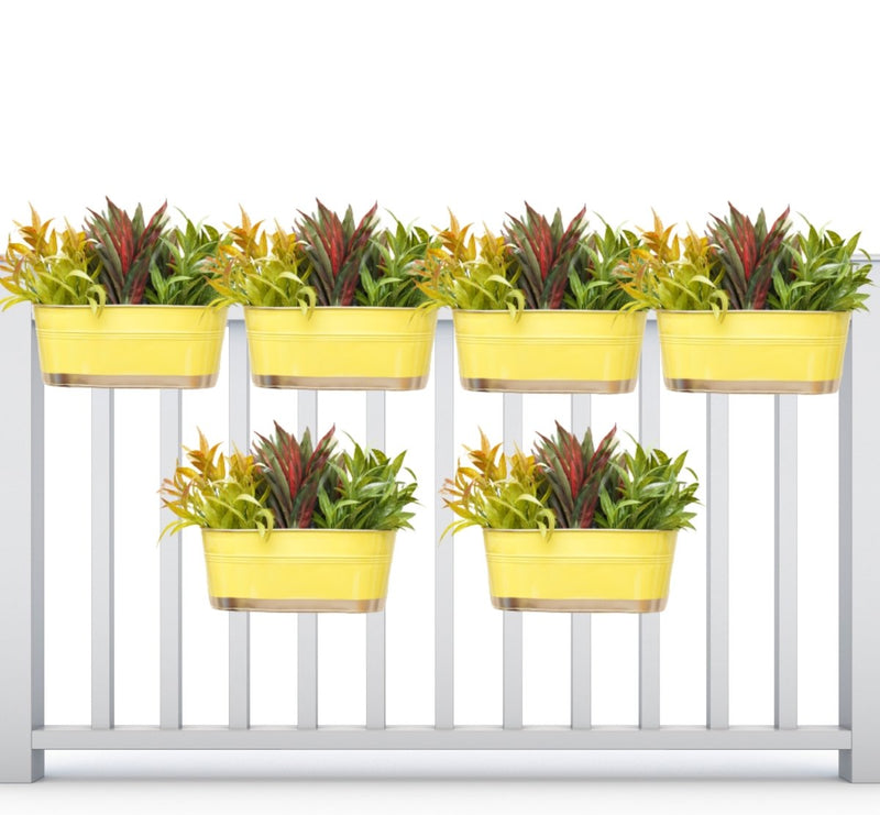 Buy Hanging Pots For Plants Balcony Railing (Yellow - Pack6) | Shop Verified Sustainable Pots & Planters on Brown Living™