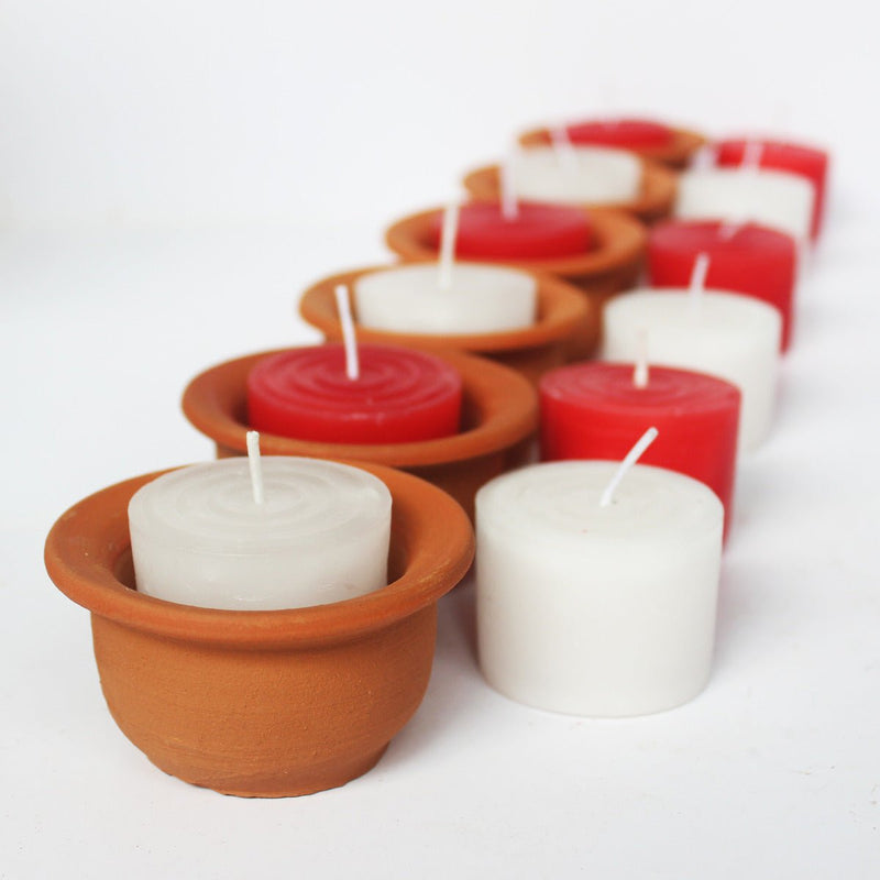 Buy Hat Pot Candle Holder- Set Of 6 with Pillar Soywax Candles | Shop Verified Sustainable Candles & Fragrances on Brown Living™