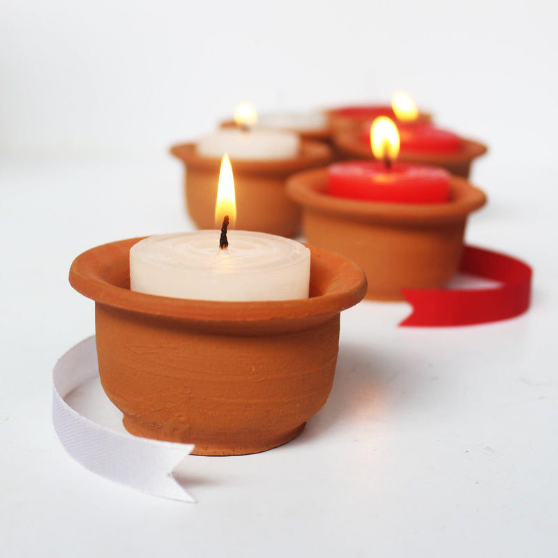 Buy Hat Pot Candle Holder- Set Of 6 with Pillar Soywax Candles | Shop Verified Sustainable Candles & Fragrances on Brown Living™