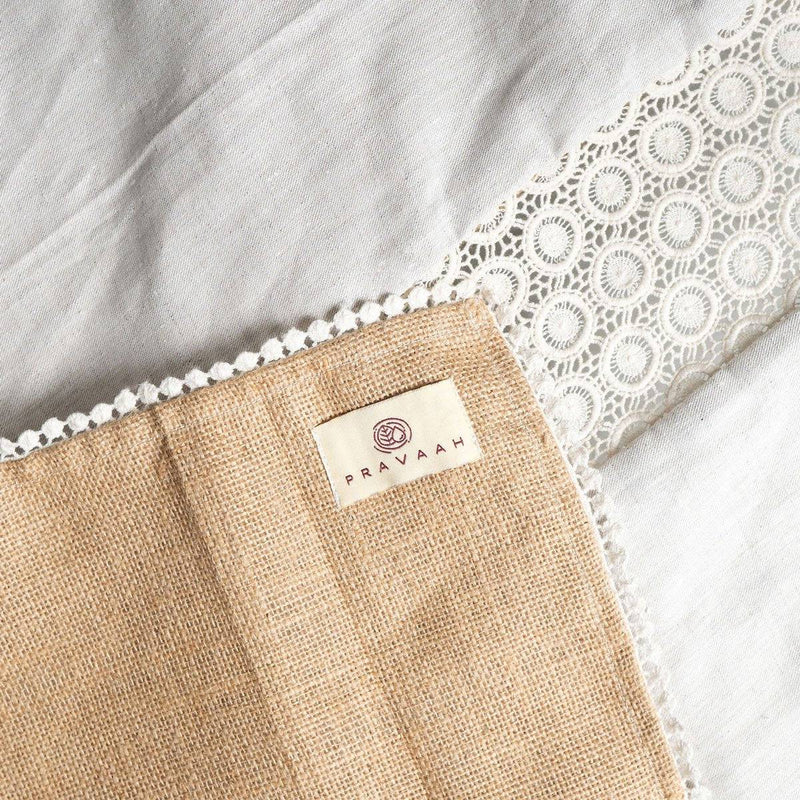 Buy Hemp and Jute Reversible Table Runner with Lace detailing | Shop Verified Sustainable Table Linens on Brown Living™