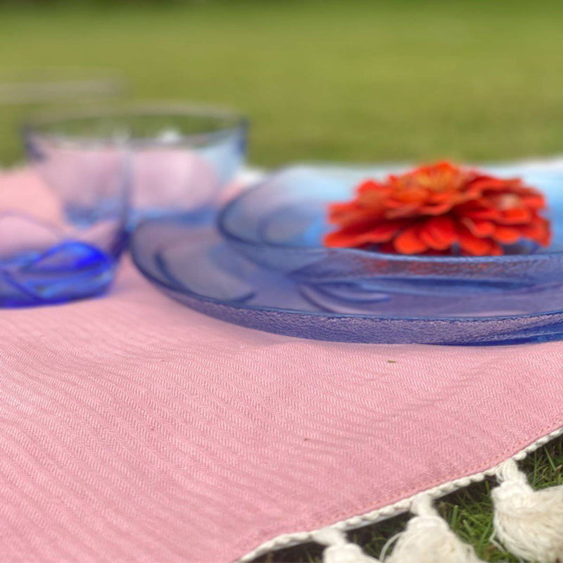 Buy Hemp and Organic Cotton Reversible Table Mats | Pink & Grey | Shop Verified Sustainable Table Linens on Brown Living™