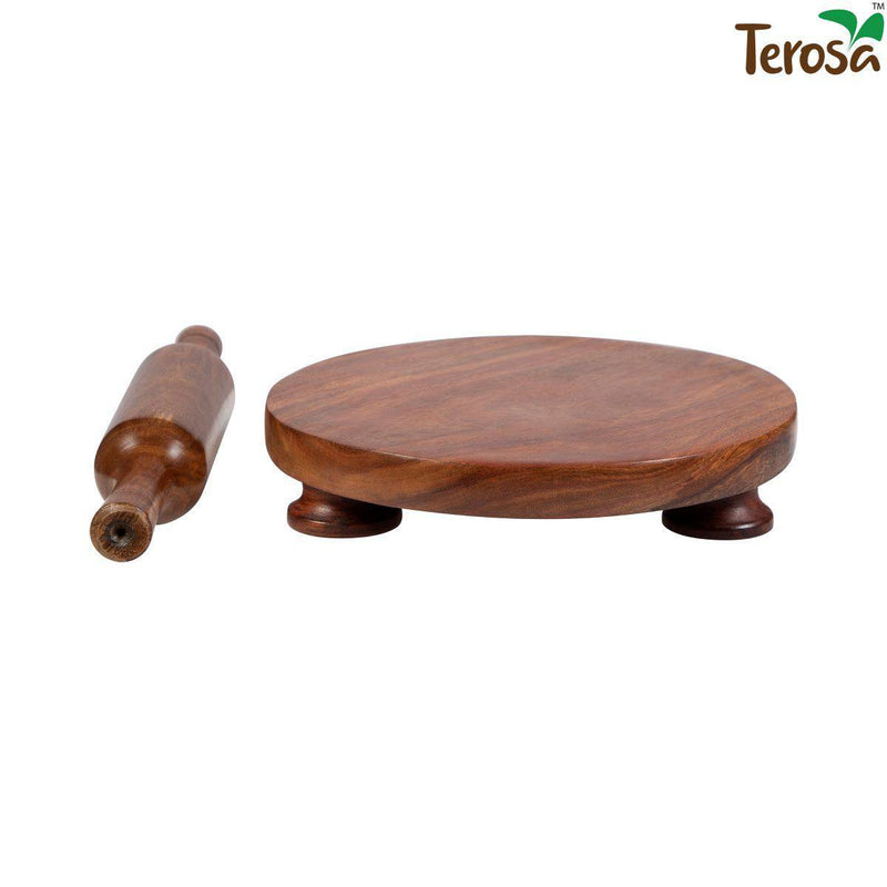 Buy Indian Rosewood or Sheesham Chakla Belan/Rolling Board & Pin Set | Shop Verified Sustainable Kitchen Tools on Brown Living™