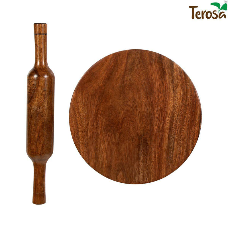 Buy Indian Rosewood or Sheesham Chakla Belan/Rolling Board & Pin Set | Shop Verified Sustainable Kitchen Tools on Brown Living™