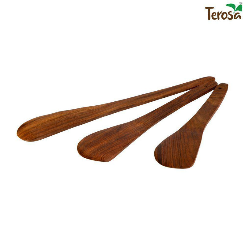 Buy Indian Rosewood or Sheesham Spatula or Half Palta Set II of 3 - Wooden | Shop Verified Sustainable Cookware on Brown Living™