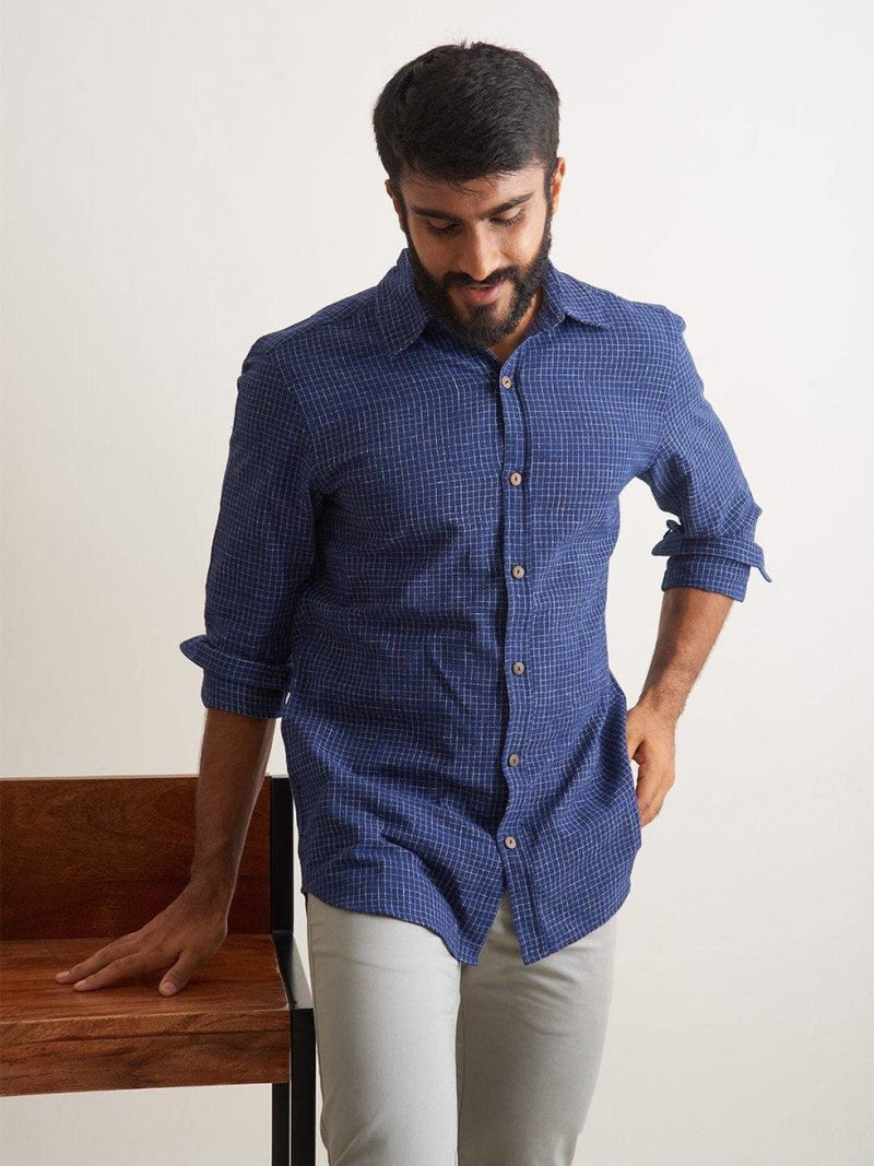 Buy Indigo Waves Shirt | Shop Verified Sustainable Mens Shirt on Brown Living™