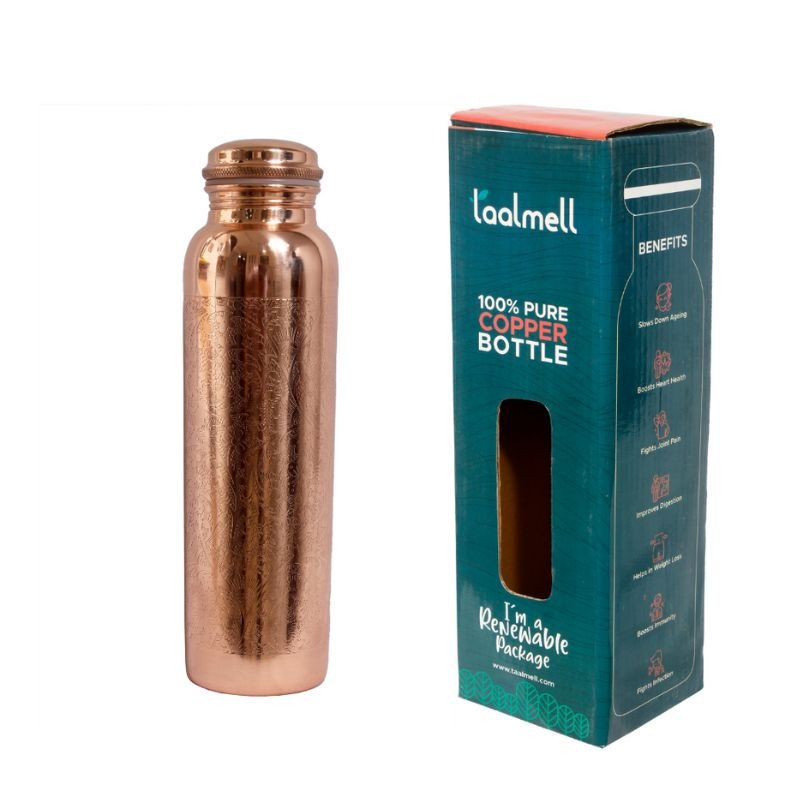 Buy Itching Copper Bottle 1 Ltr | Copper Purity Guarantee Certificate | Free Cotton Bag | Shop Verified Sustainable Bottles & Sippers on Brown Living™