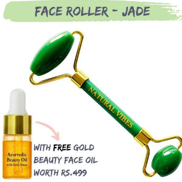 Buy Jade Roller & Massager -Face,Neck&Undereye - FREE Gold Beauty Oil | Shop Verified Sustainable Massager on Brown Living™