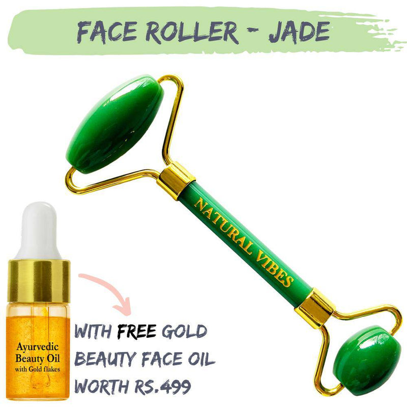 Buy Jade Roller & Massager with FREE Gold Beauty Elixir Oil | Shop Verified Sustainable Massager on Brown Living™