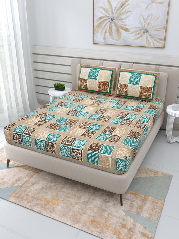 Buy Jaipuri Hand Printed Queen Size Cotton Yellow Bedding Set -645 | Shop Verified Sustainable Products on Brown Living