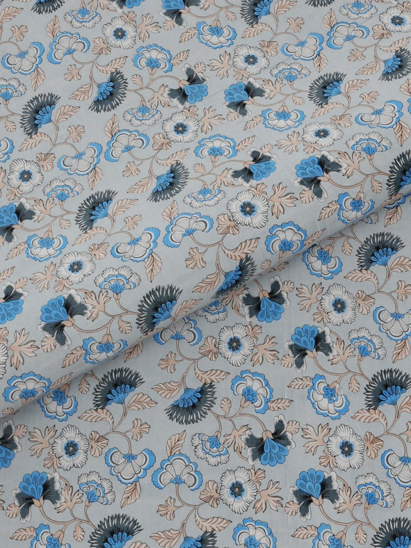 Jaipuri Print King Size 330 TC Pure Cotton Bedsheet with Pillow Covers- Blue | Verified Sustainable Bed Linens on Brown Living™