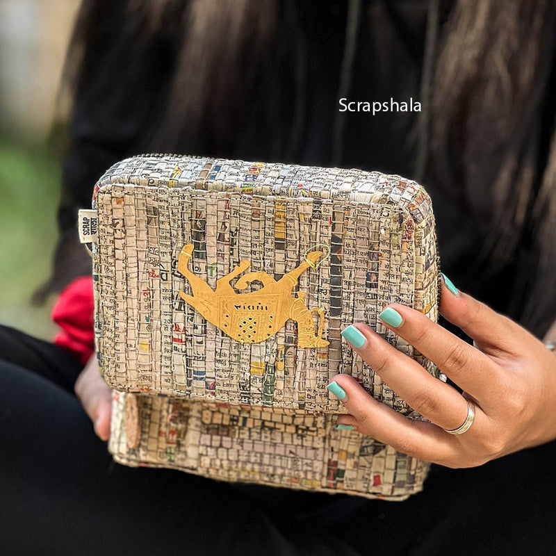 Buy Jewellery Organizer Box | Space Saver | Metal Zipper Closer | Upcycled Newspaper | Handloom Textile | Shop Verified Sustainable Organisers on Brown Living™