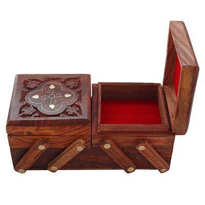 Buy Handmade Jewelry Box for Women 8 x 4 x 3 Inches (Brown) | Shop Verified Sustainable Organisers on Brown Living™