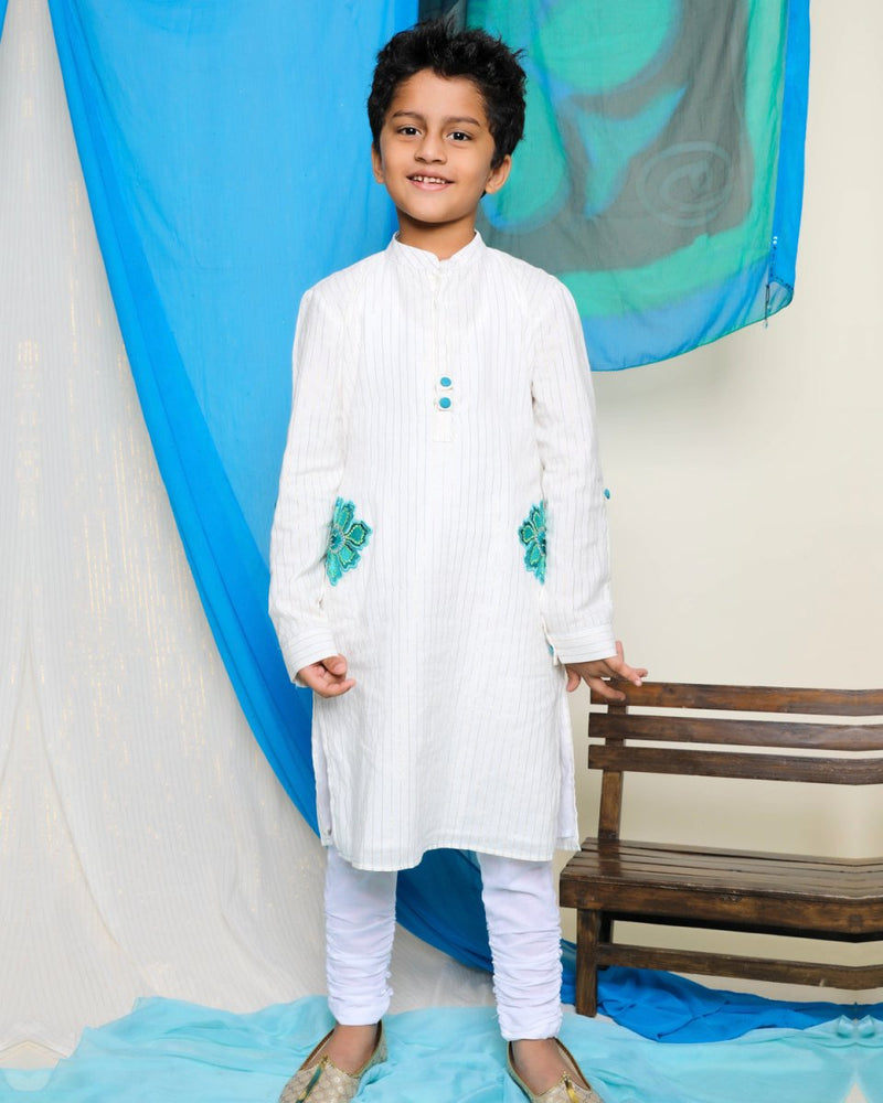 Buy Juui Embroidered Kurta | White | Shop Verified Sustainable Kids Ethnic Sets on Brown Living™