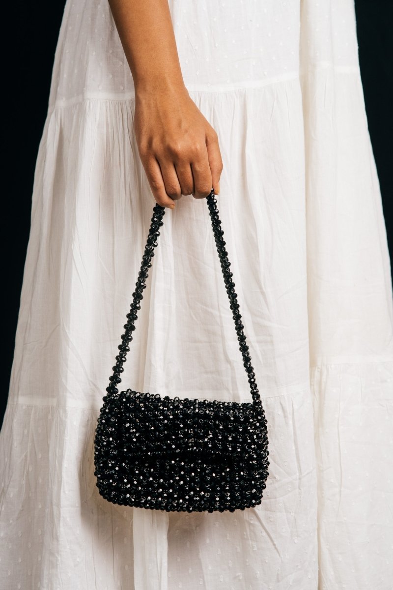 Buy Kala Baguette| Womens Handbag | Black | Crystal glass beaded | Shop Verified Sustainable Womens Handbag on Brown Living™