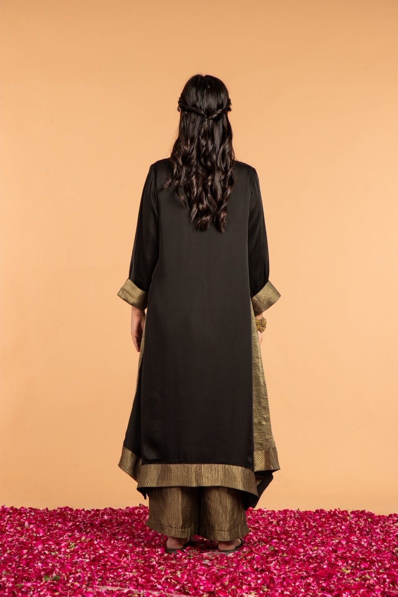 Buy Kamal Asymmetrical Modal Satin Tunic | Shop Verified Sustainable Womens Kurta on Brown Living™