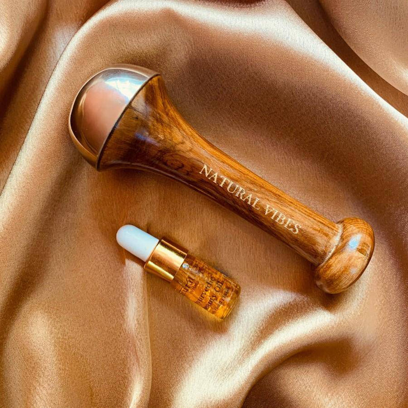 Buy Kansa Face Massage Wand with FREE Gold Beauty Elixir Oil | Shop Verified Sustainable Massager on Brown Living™