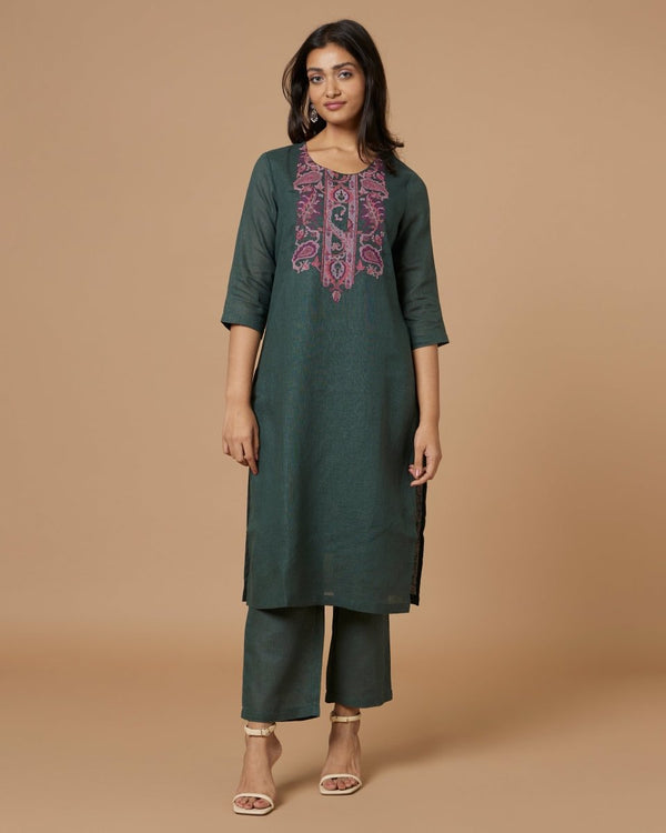 Buy Karigiri Linen Kurta Set | Shop Verified Sustainable Womens Kurta on Brown Living™