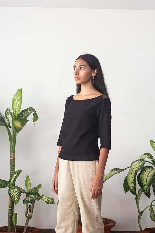 Buy Kokum Ajrakh Boatneck Top | Shop Verified Sustainable Womens Top on Brown Living™